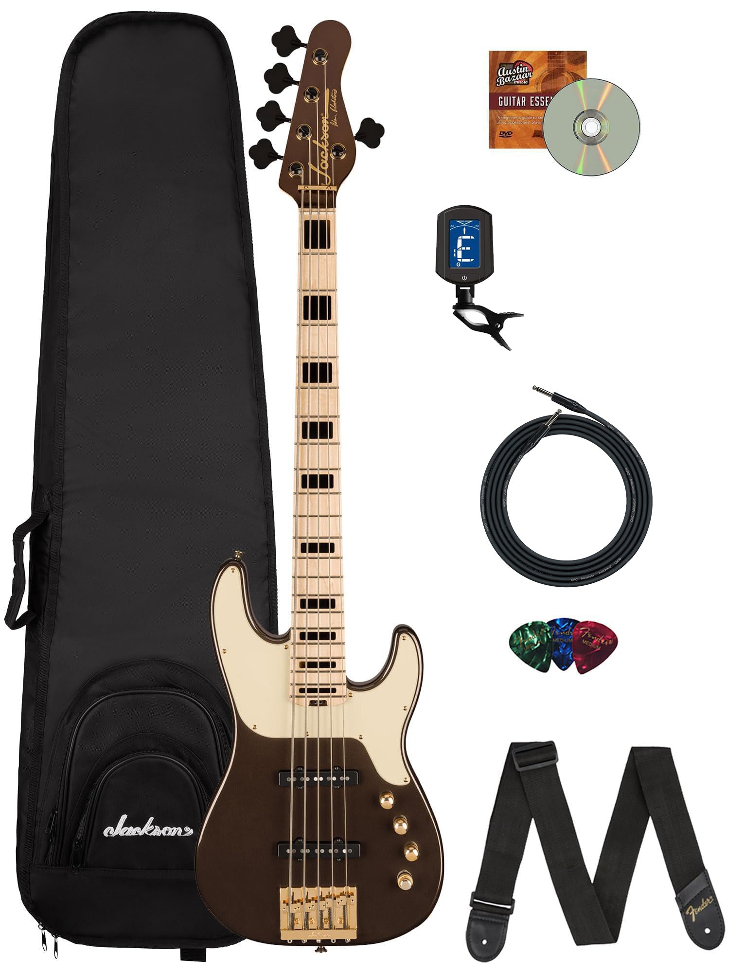 Jackson Adam Blackstone "Gladys" Concert 5-String Bass Guitar - Black Stone w/ Instrument Cable