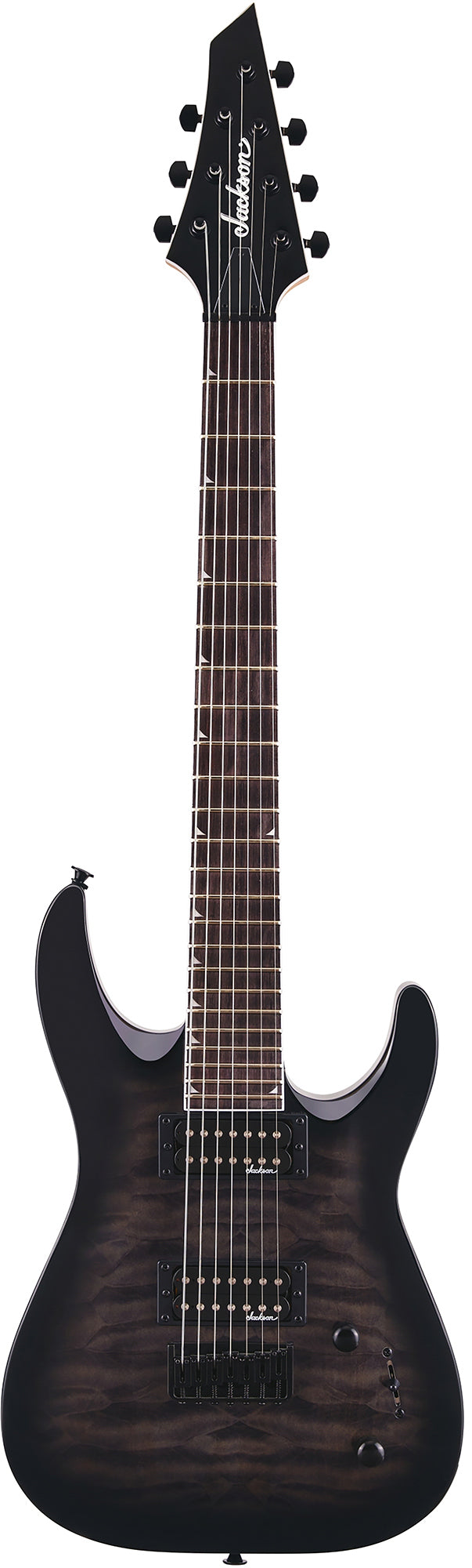 Jackson Dinky Arch Top JS22Q-7 Electric Guitar - Transparent Black Burst w/ Instrument Cable