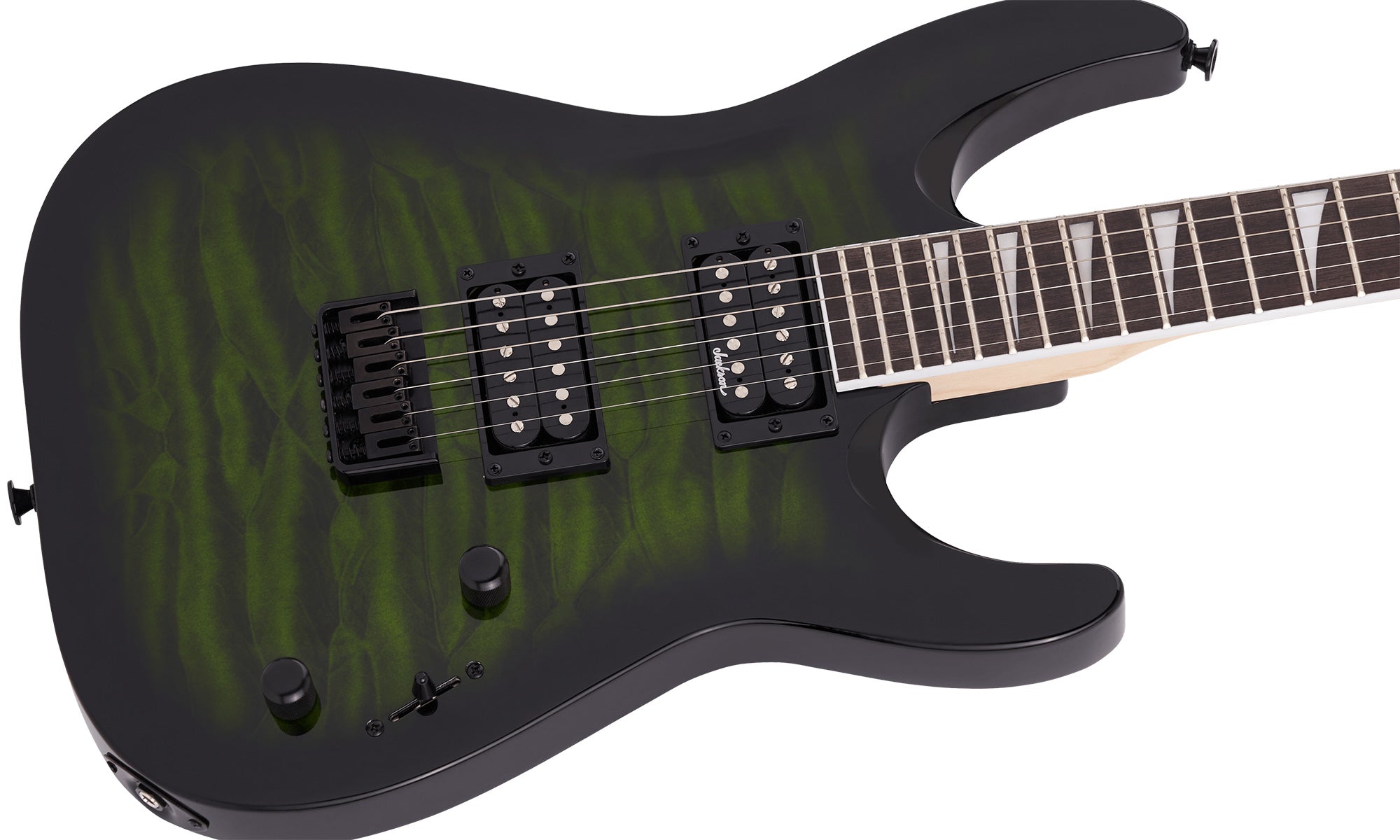 Jackson JS Series Dinky Arch Top JS32Q DKA HT Electric Guitar - Transparent Green Burst w/ Instrument Cable