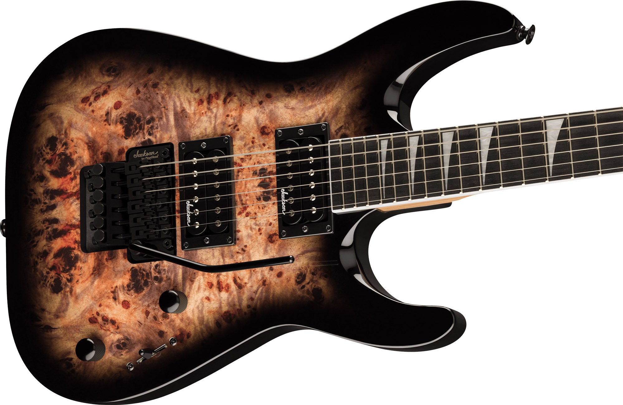 Jackson Dinky Arch Top JS32 DKA Electric Guitar - Transparent Black Burst w/ Instrument Cable