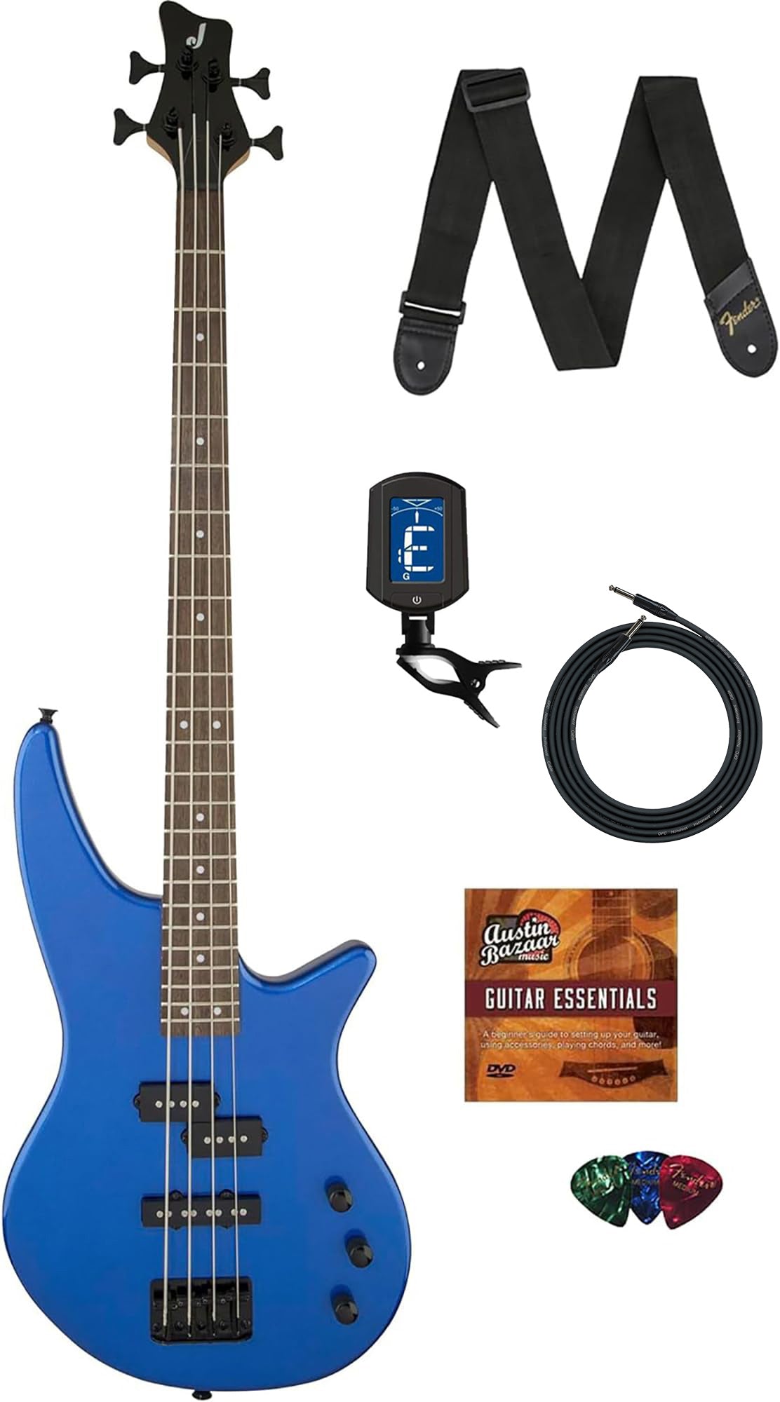Jackson Spectra Bass JS2 Bass Guitar - Metallic Blue w/ Instrument Cable