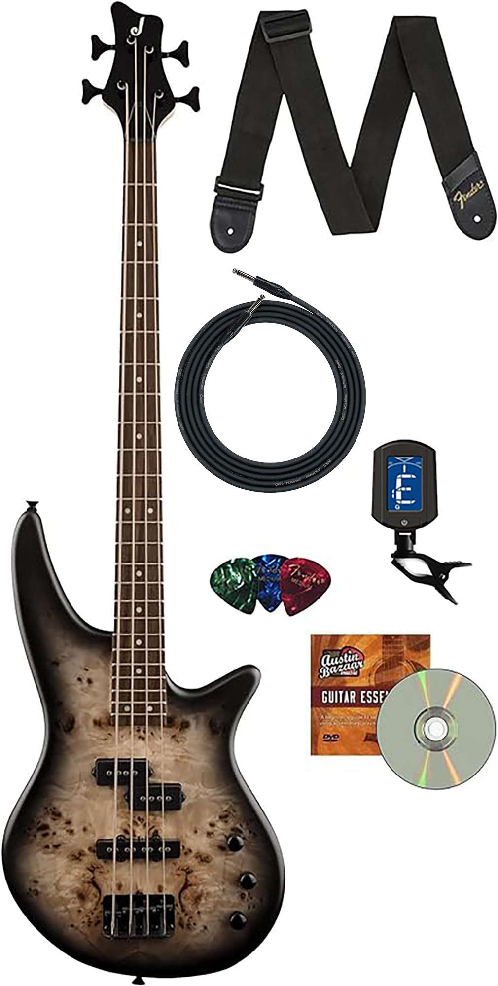 Jackson JS Series Spectra Bass JS2P Bass Guitar - Black Burst w/ Instrument Cable