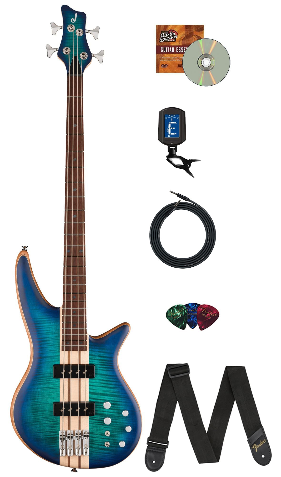 Jackson Pro Series Spectra Bass SBFM IV - Chlorine Burst w/ Instrument Cable
