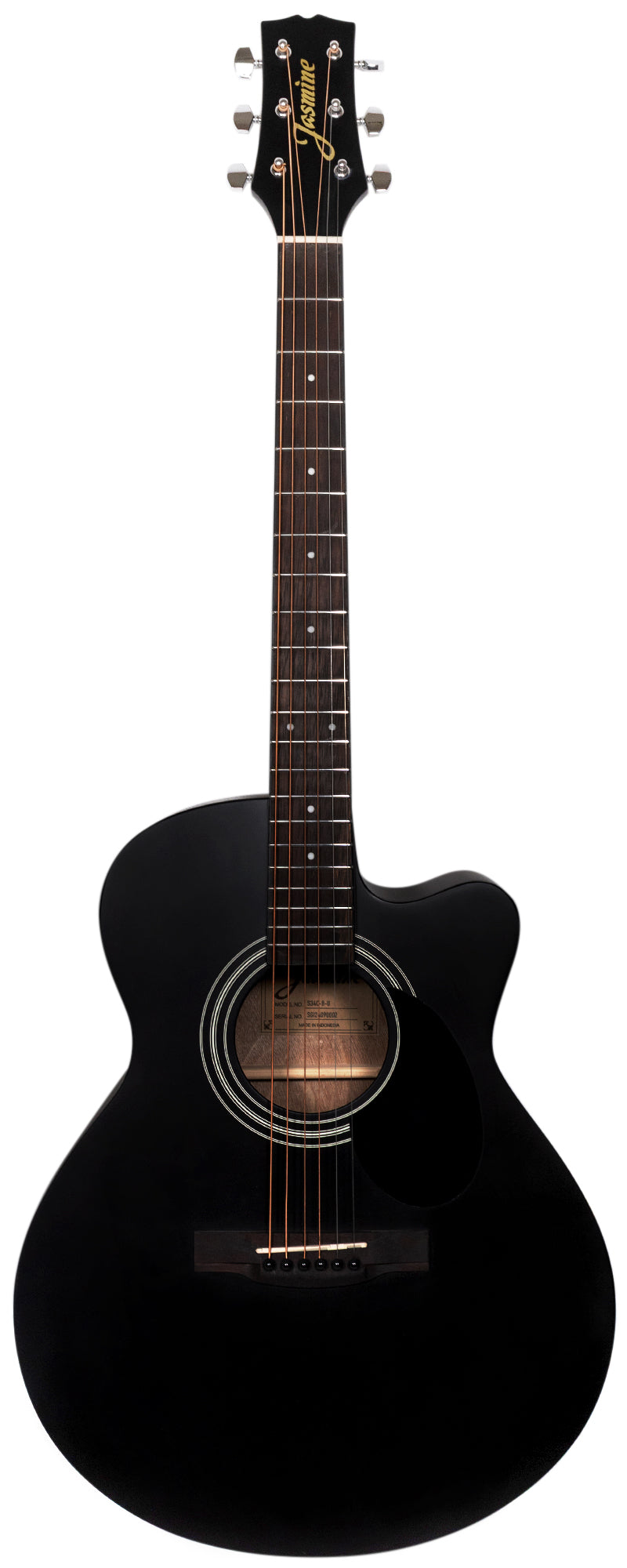 Jasmine S34C NEX Orchestra-Style Cutaway Acoustic Guitar - Black