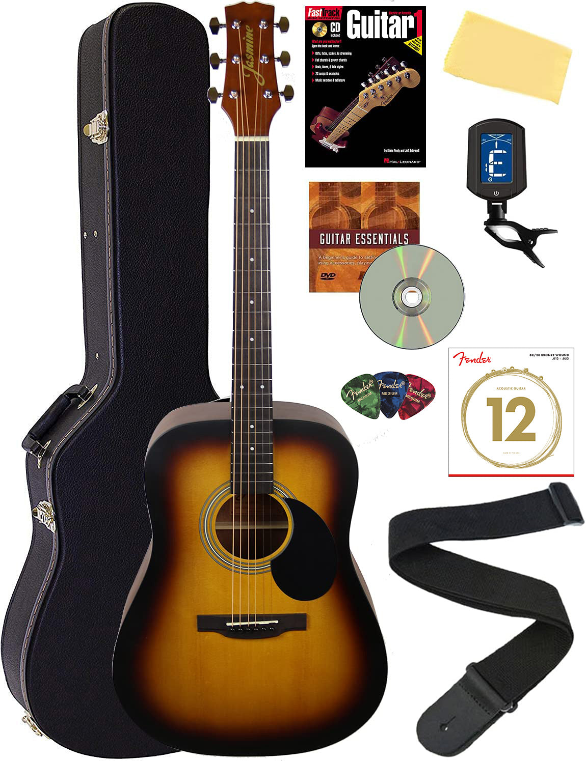 Jasmine S35 Dreadnought Acoustic Guitar - Matte Sunburst w/ Hard Case
