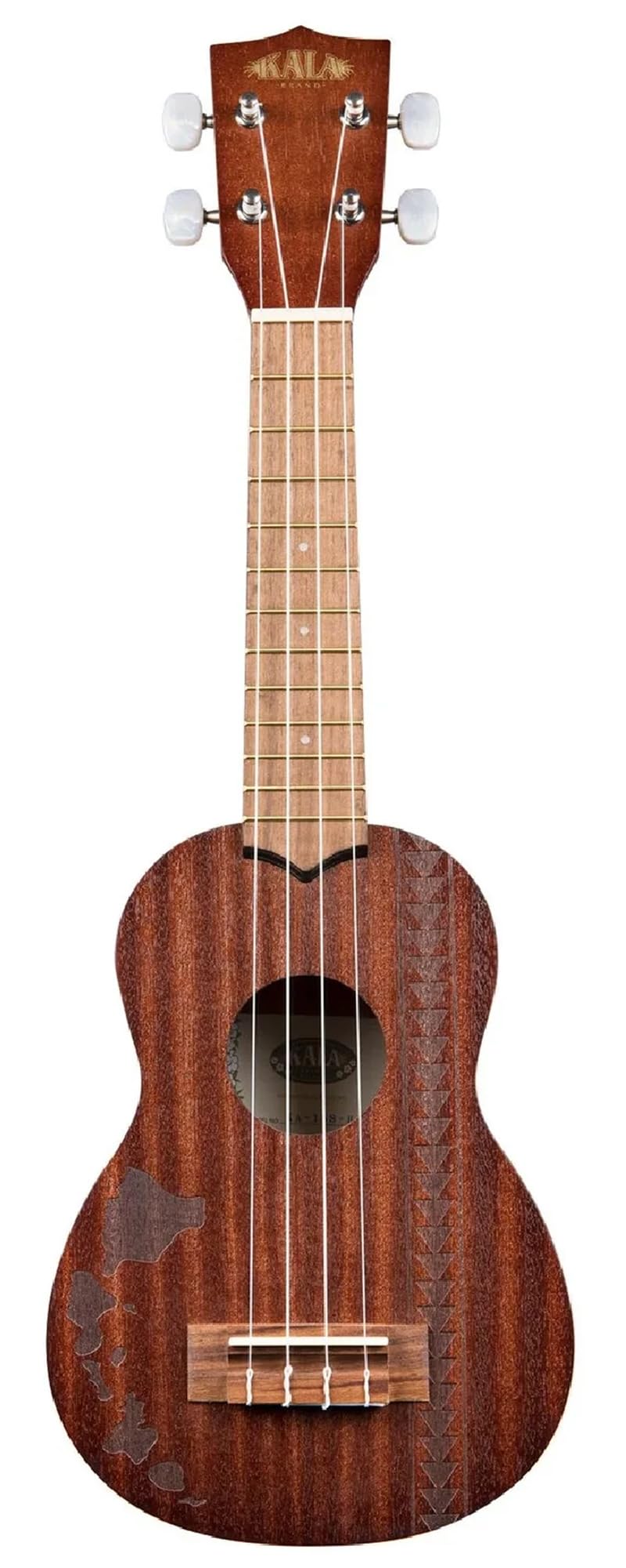 Kala KA-15S-H2 Satin Mahogany Soprano Ukulele - Hawaiian Islands Tattoo w/ Hard Case