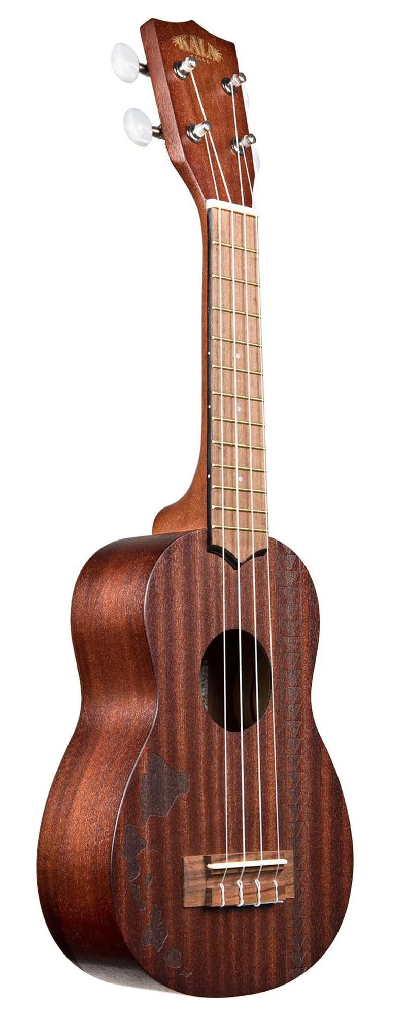 Kala KA-15S-H2 Satin Mahogany Soprano Ukulele - Hawaiian Islands Tattoo w/ Hard Case