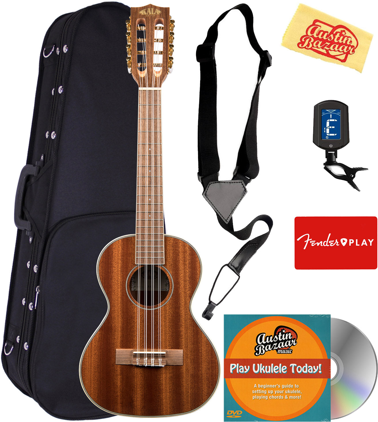 Kala KA-8 Mahogany 8-String Tenor Ukulele w/ Hard Case