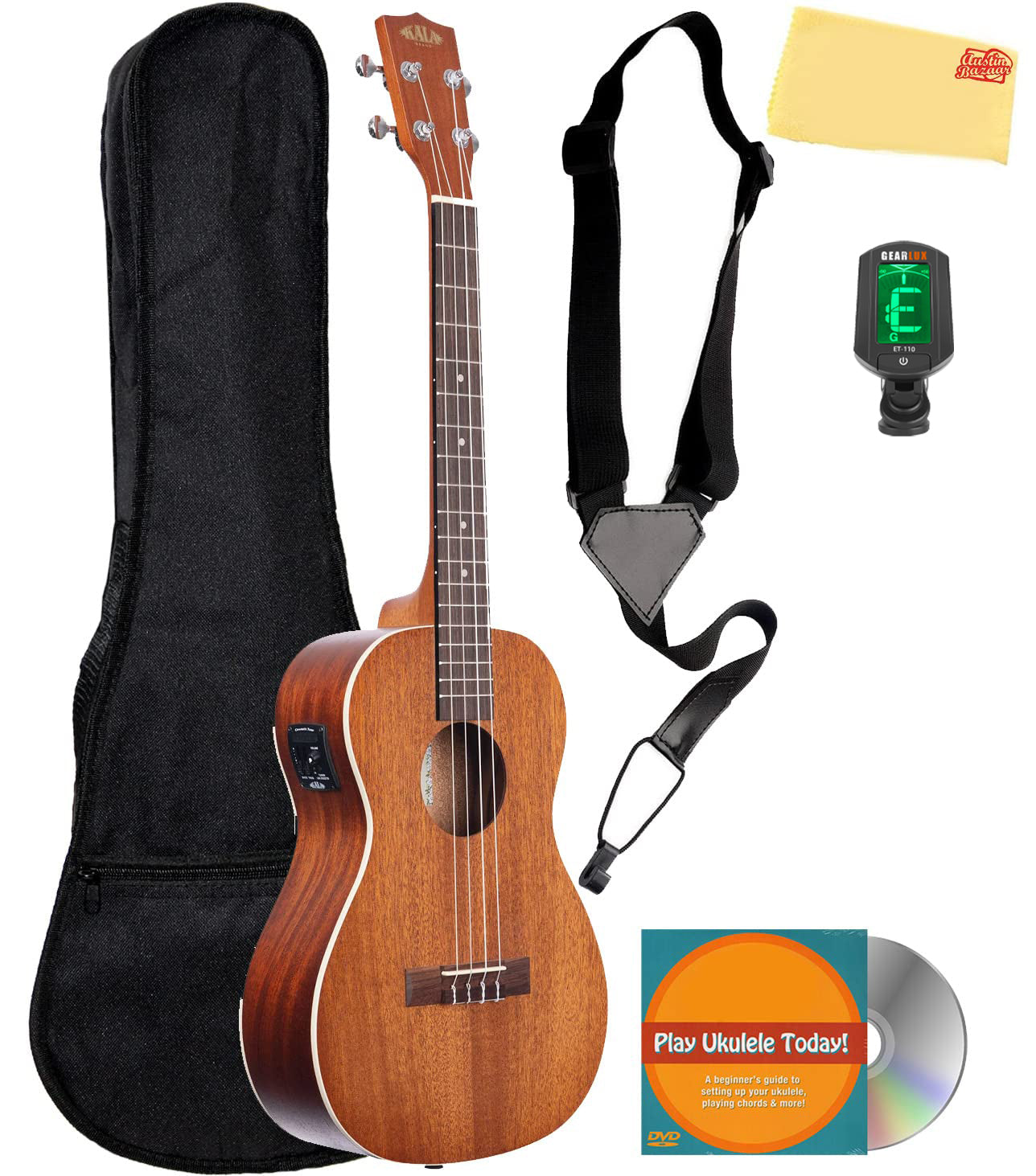 Kala KA-BE Satin Mahogany Baritone Acoustic-Electric Ukulele w/ Gig Bag