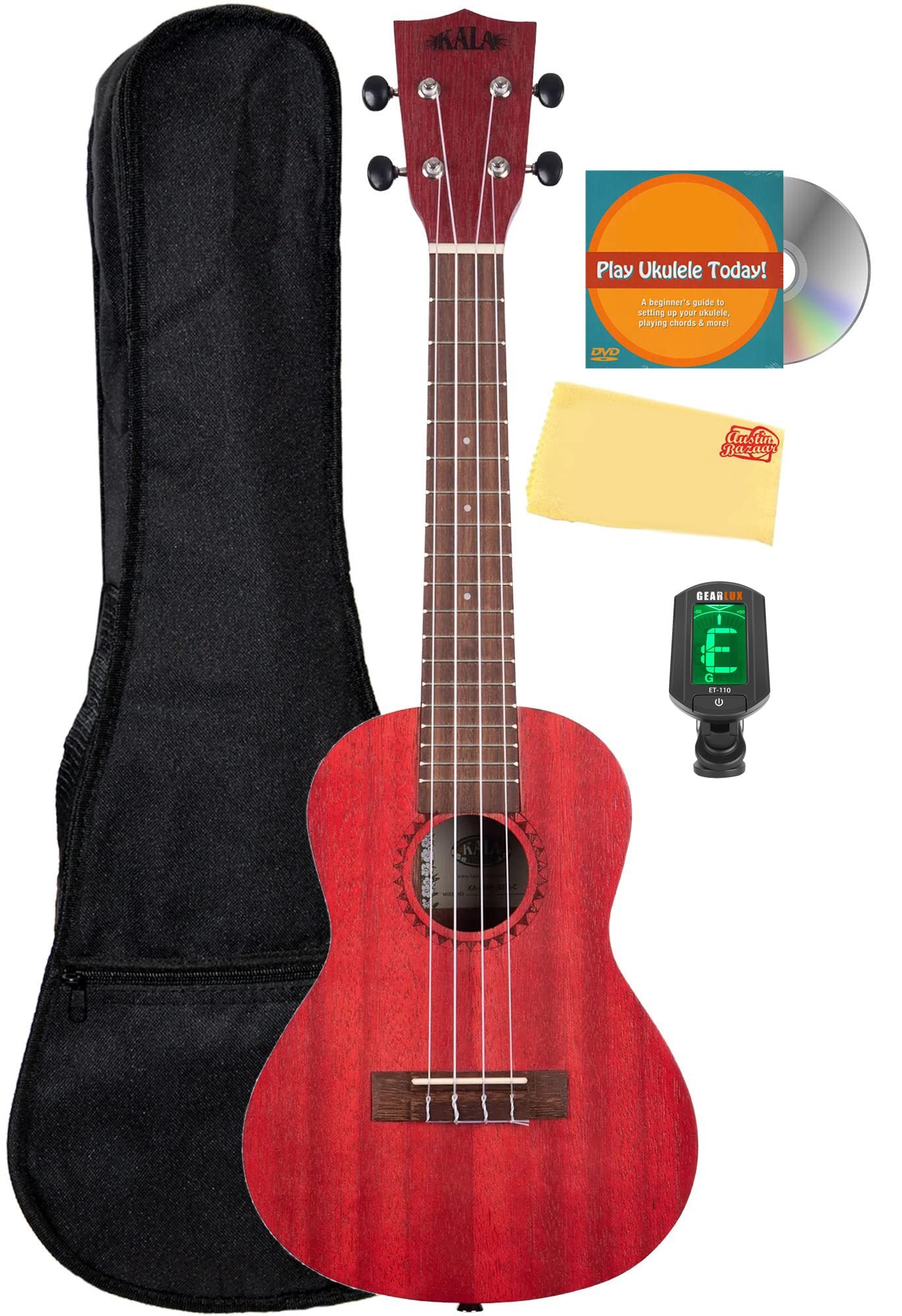 Kala MRT-RED-C Modern Meranti Concert Ukulele - Adobe Red w/ Gig Bag