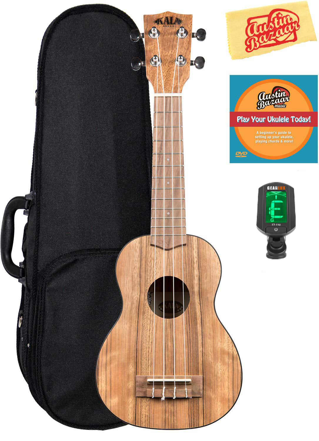 Kala KA-PWS Pacific Walnut Soprano Ukulele w/ Hard Case