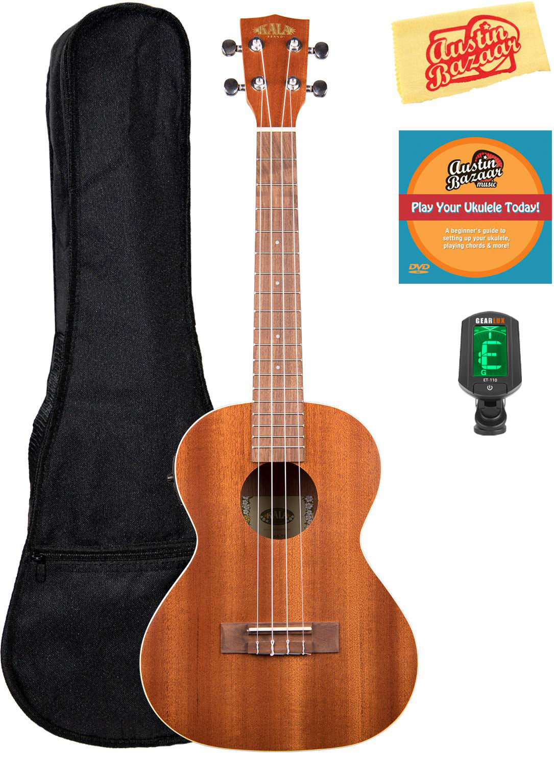 Kala KA-TE Satin Mahogany Tenor Acoustic-Electric Ukulele w/ Gig Bag