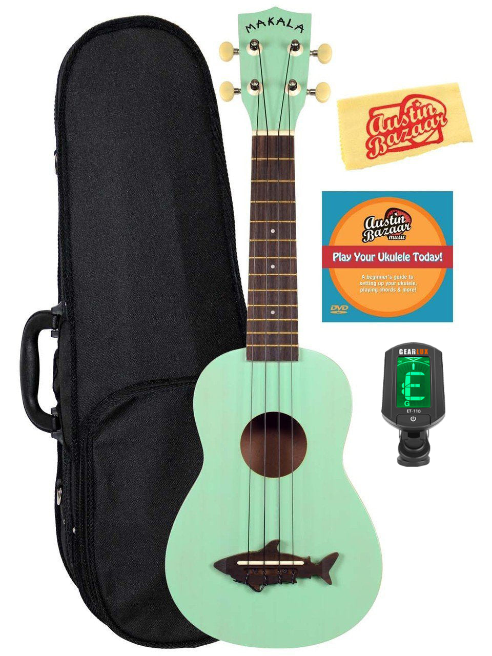 Kala MK-SS-GRN Makala Shark Soprano Ukulele - Surf Green w/ Hard Case