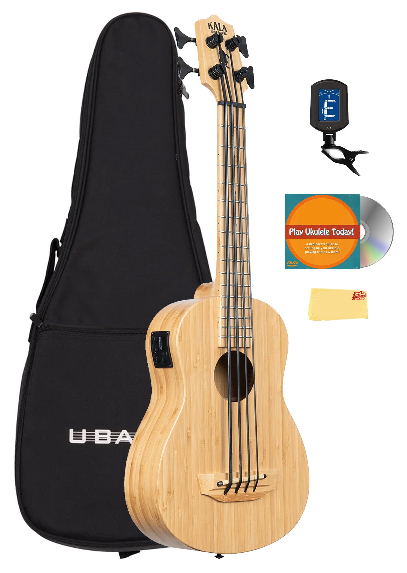 Kala UBASS-BMB-FS Bamboo Fretted Acoustic-Electric U-Bass w/ Gig Bag