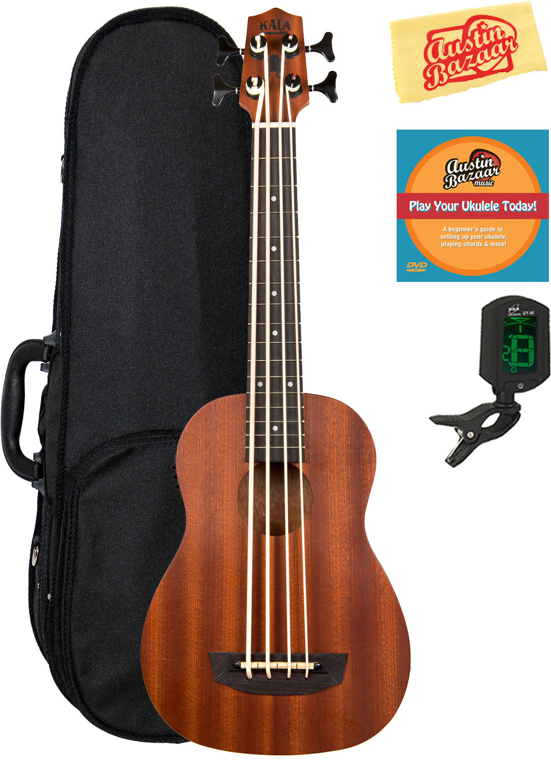 Kala U-Bass-WNDR-FS Wanderer Acoustic-Electric U-Bass Ukulele w/ Hard Case