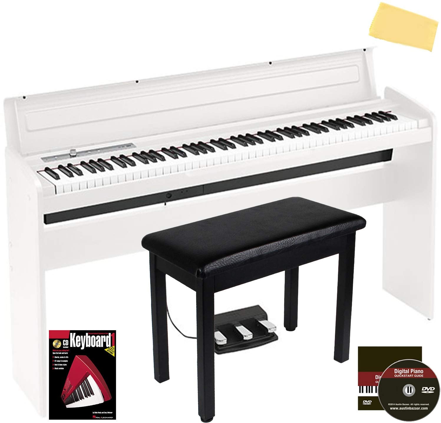 Korg LP-180 Contemporary Home Digital Piano - White w/ Furniture Bench