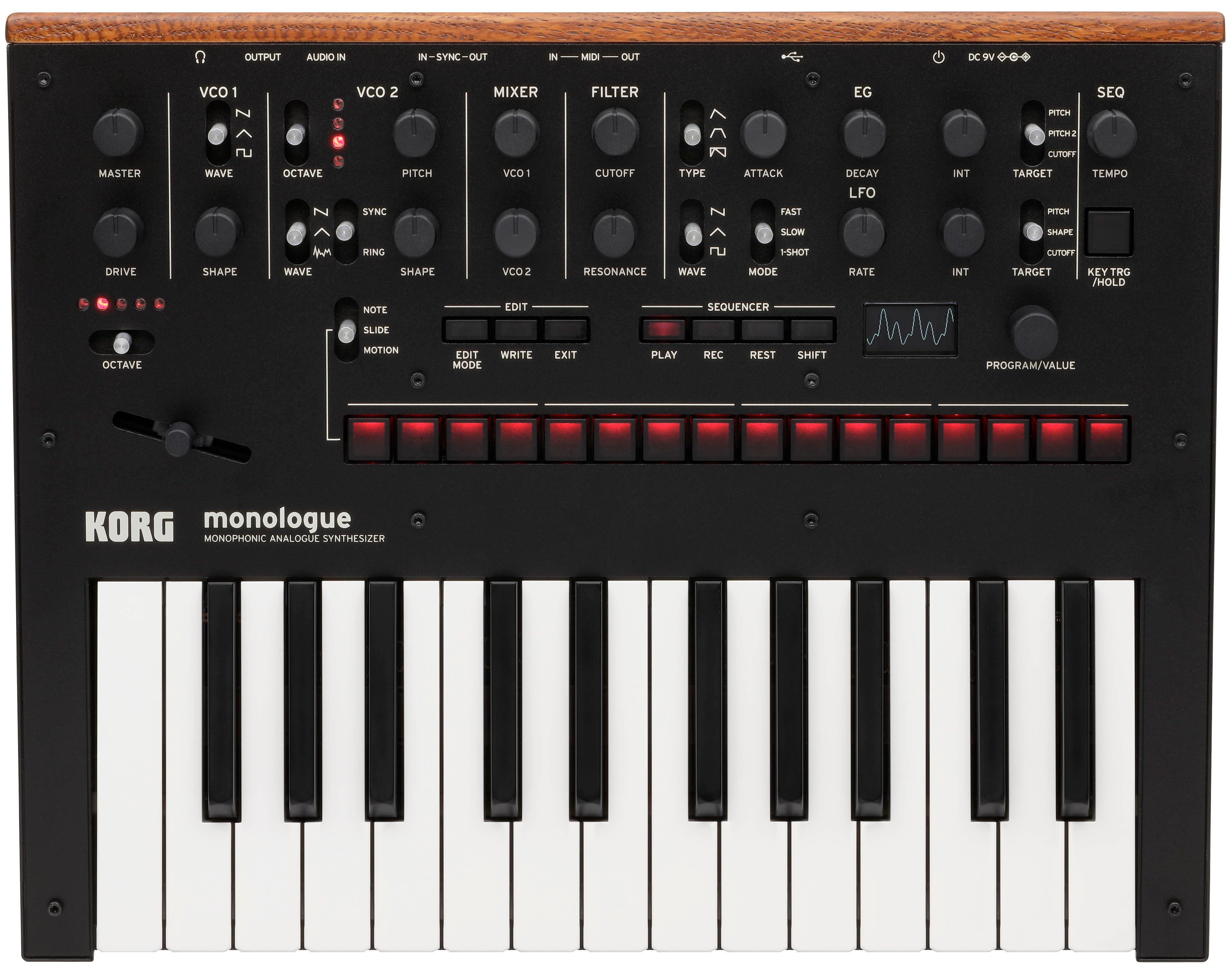 Korg Monologue Monophonic Analog Synthesizer - Black w/ Power Supply