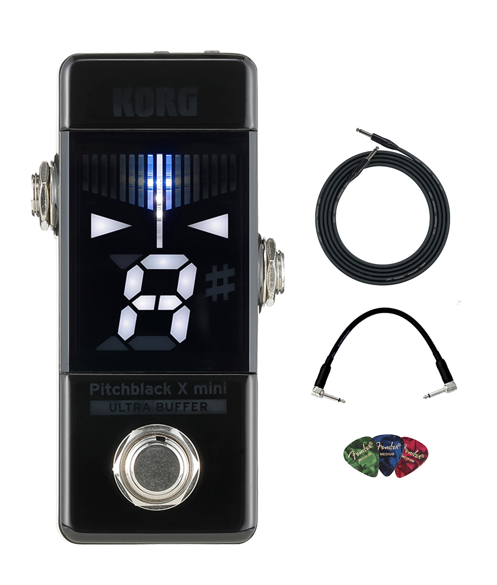 Korg Pitchblack X Mini Chromatic Pedal Tuner w/ Instrument Cable