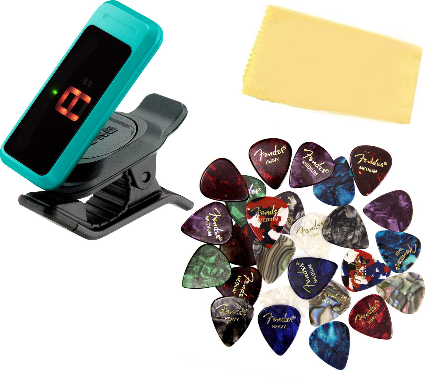 Korg Pitchclip Low Profile Clip-On Tuner - Green w/ Picks