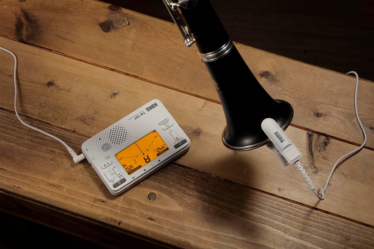 Korg TM-70C Tuner and Metronome with Contact Microphone - White