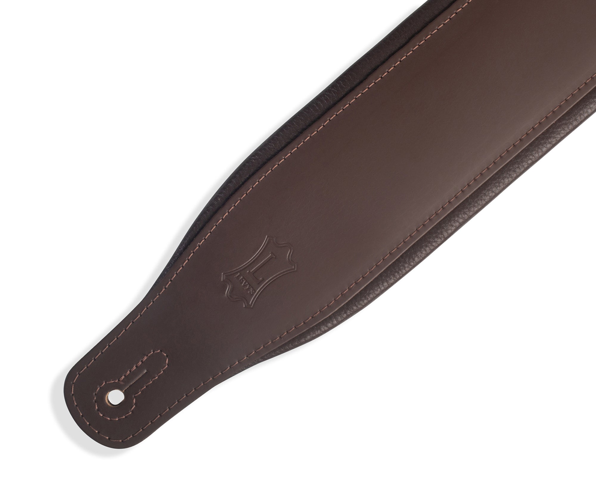 Levy's Leathers 3-Inch Wide Leather Guitar Strap with Foam Padding and Garment Leather Backing - Dark Brown