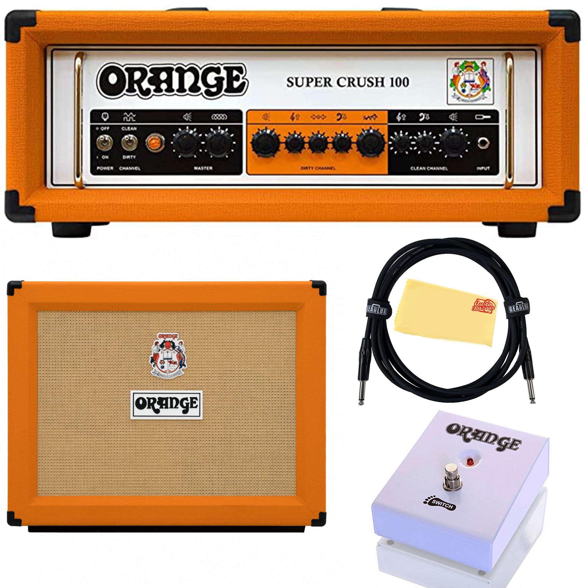 Orange Supercrush 100-Watt Solid State Head JFET Analogue Preamp w/ PPC212OB Open Back Cabinet