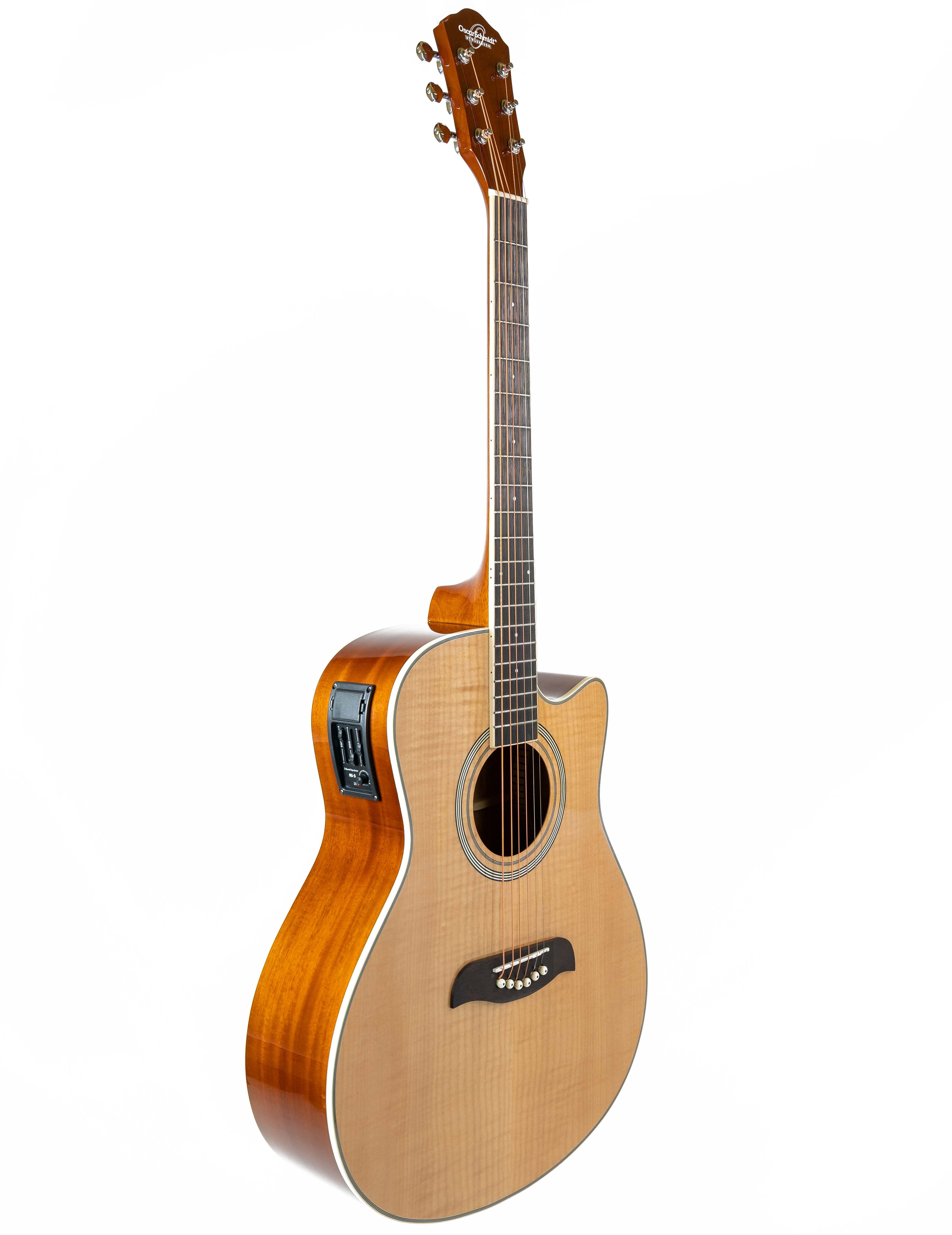 Oscar Schmidt OA10CE Mini Auditorium Acoustic-Electric Guitar - Natural w/ Cable