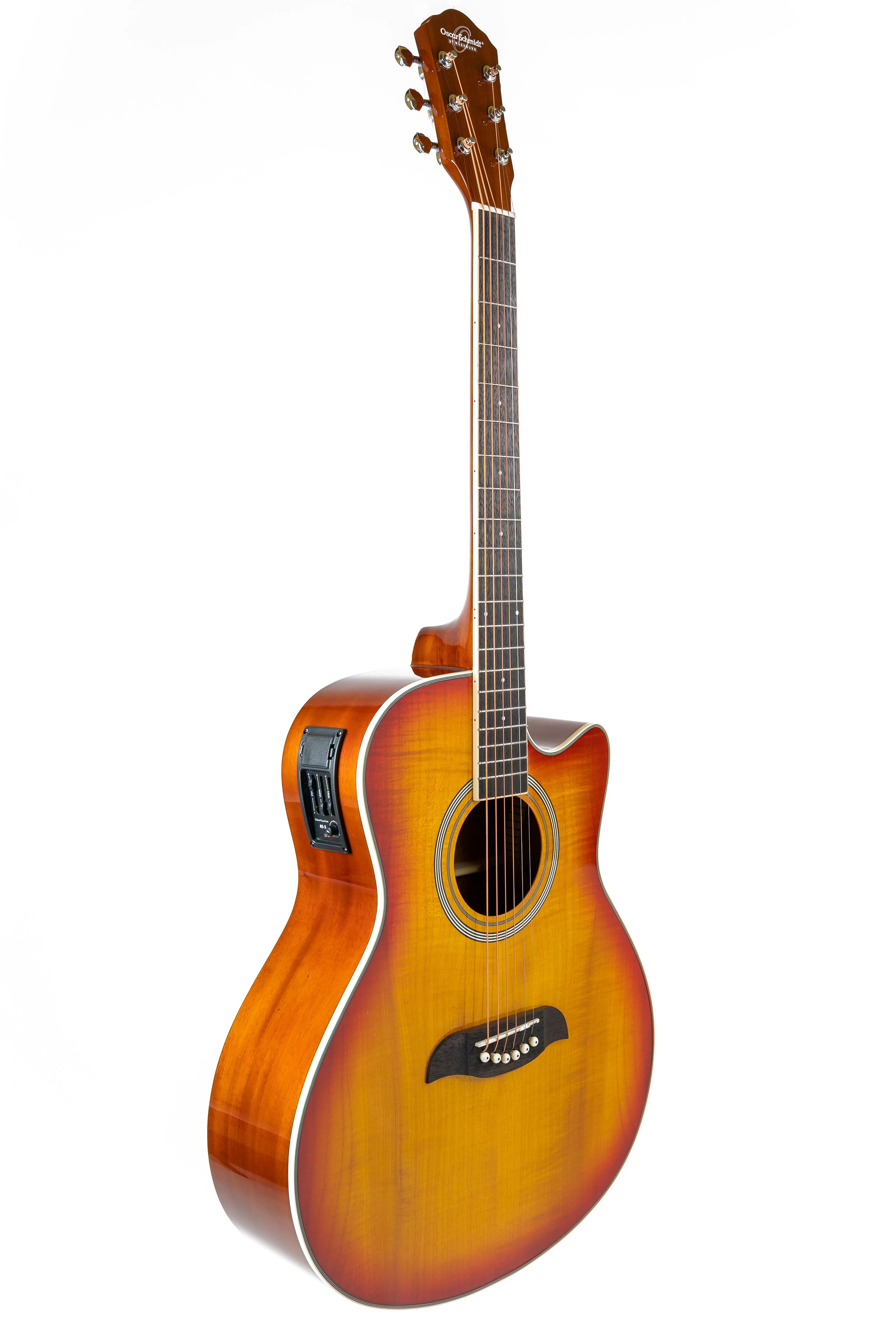 Oscar Schmidt OA10CE Mini Auditorium Acoustic-Electric Guitar - Spalted Maple w/ Cable