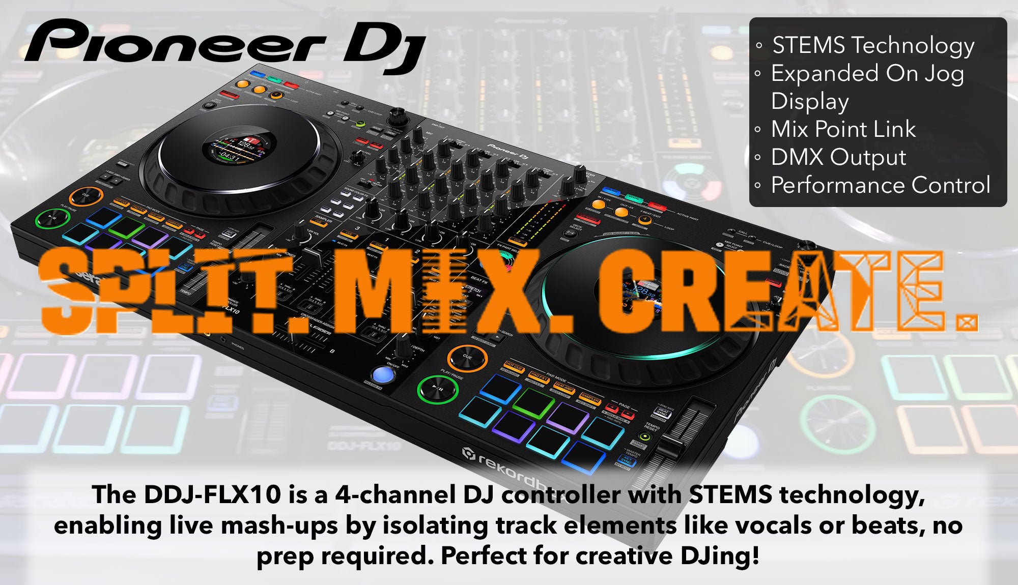 Pioneer DJ DDJ-FLX10 4-Channel Professional DJ Controller - Black w/ Case