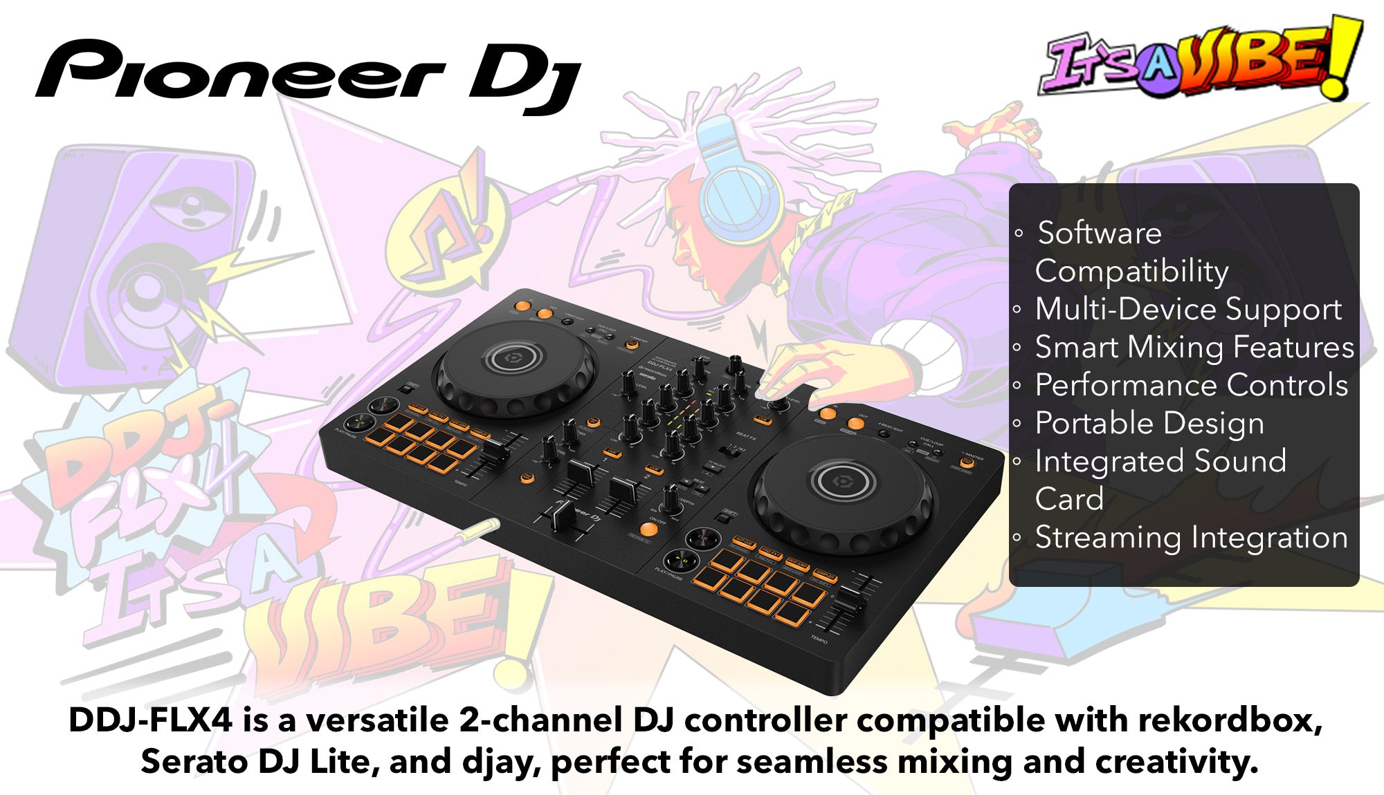 Pioneer DJ DDJ-FLX4 2-Channel DJ Controller w/ Case