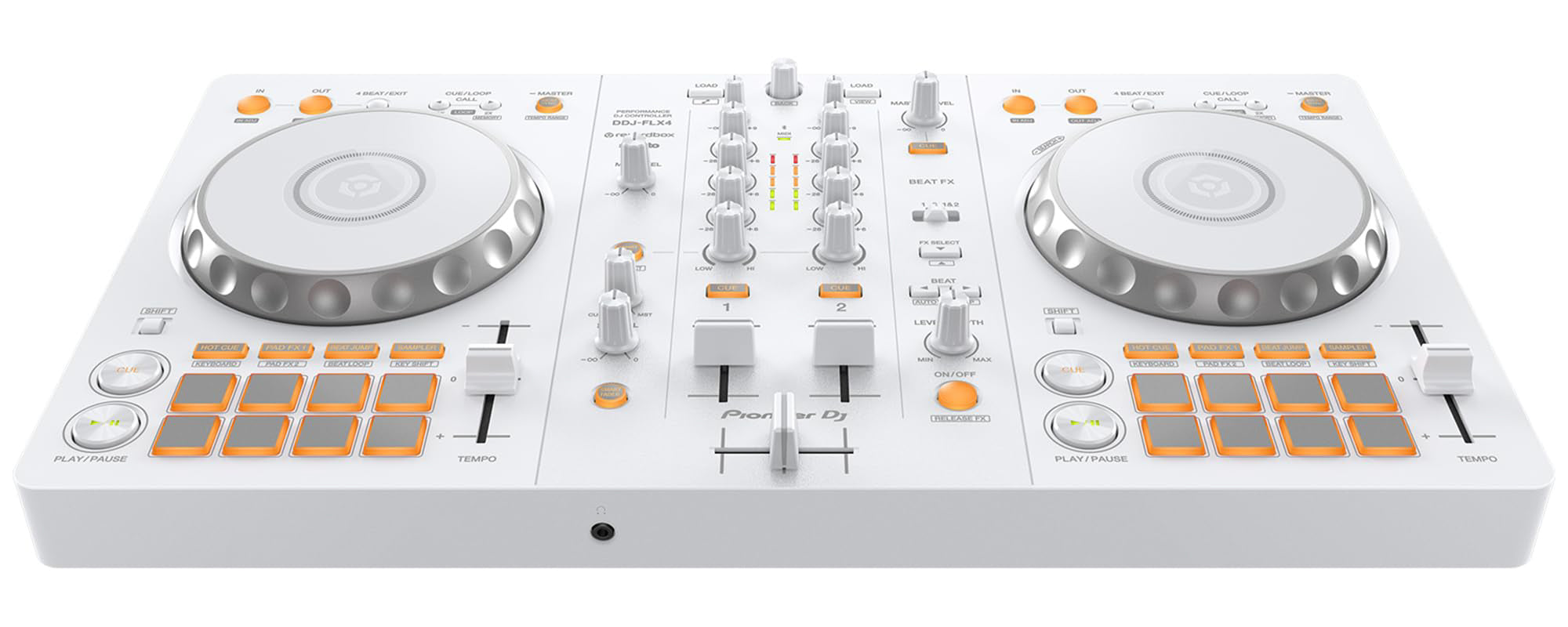 Pioneer DJ DDJ-FLX4 2-Channel DJ Controller - White w/ Laptop Stand