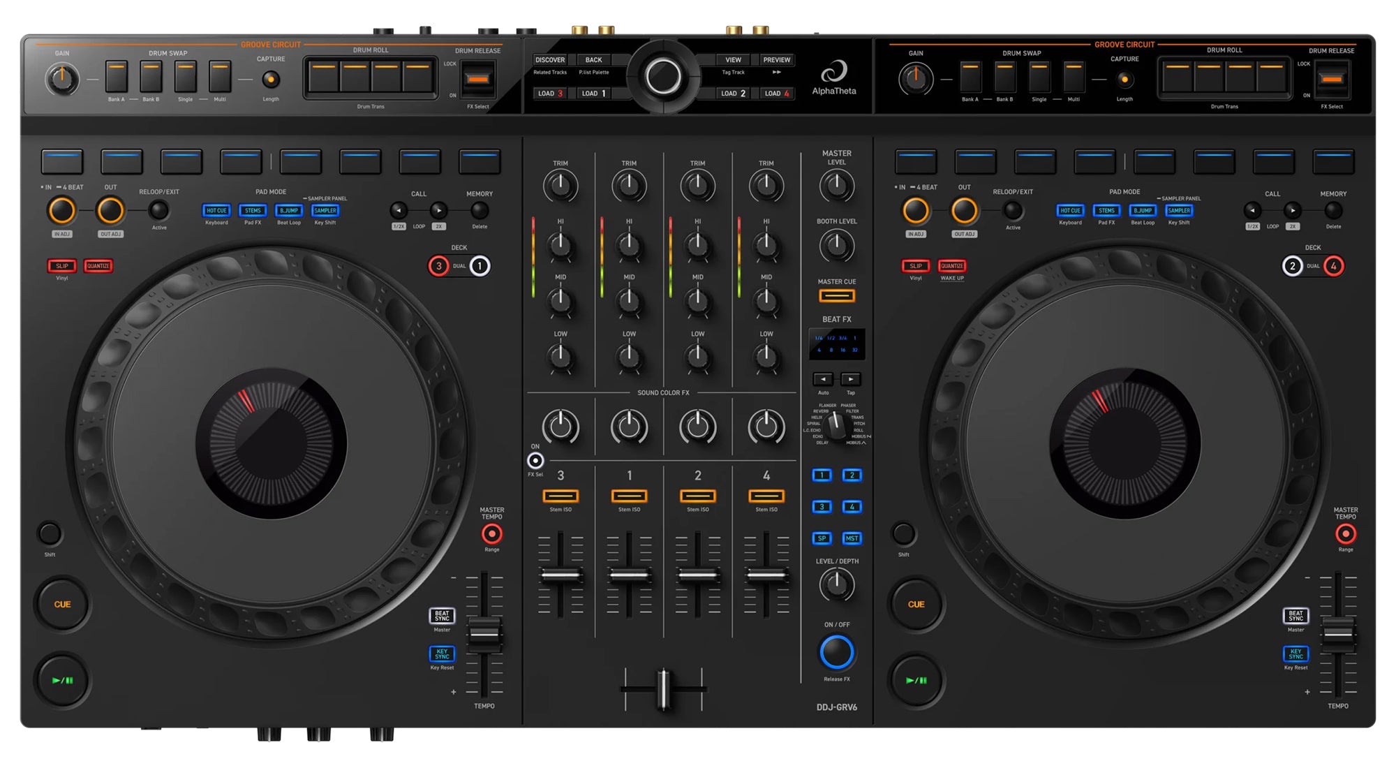 Pioneer DJ AlphaTheta DDJ-GRV6 4-Channel Performance DJ Controller