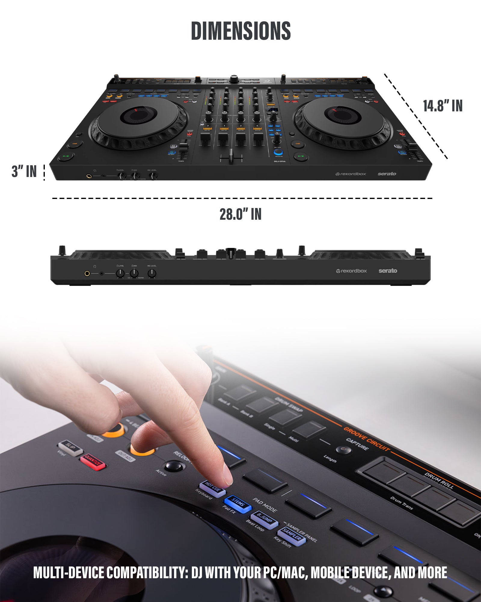 Pioneer DJ AlphaTheta DDJ-GRV6 4-Channel Performance DJ Controller w/ Case
