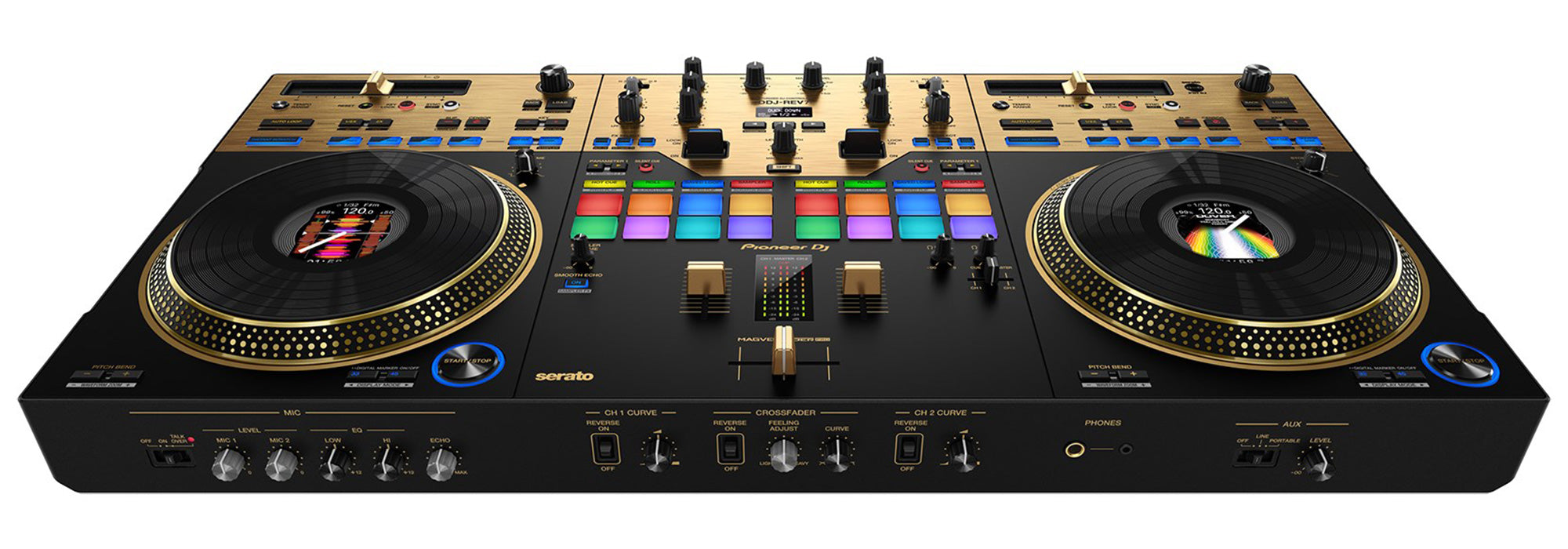 Pioneer DDJ-REV7-N Scratch-Style 2-Channel Professional DJ Controller - Gold w/ Case