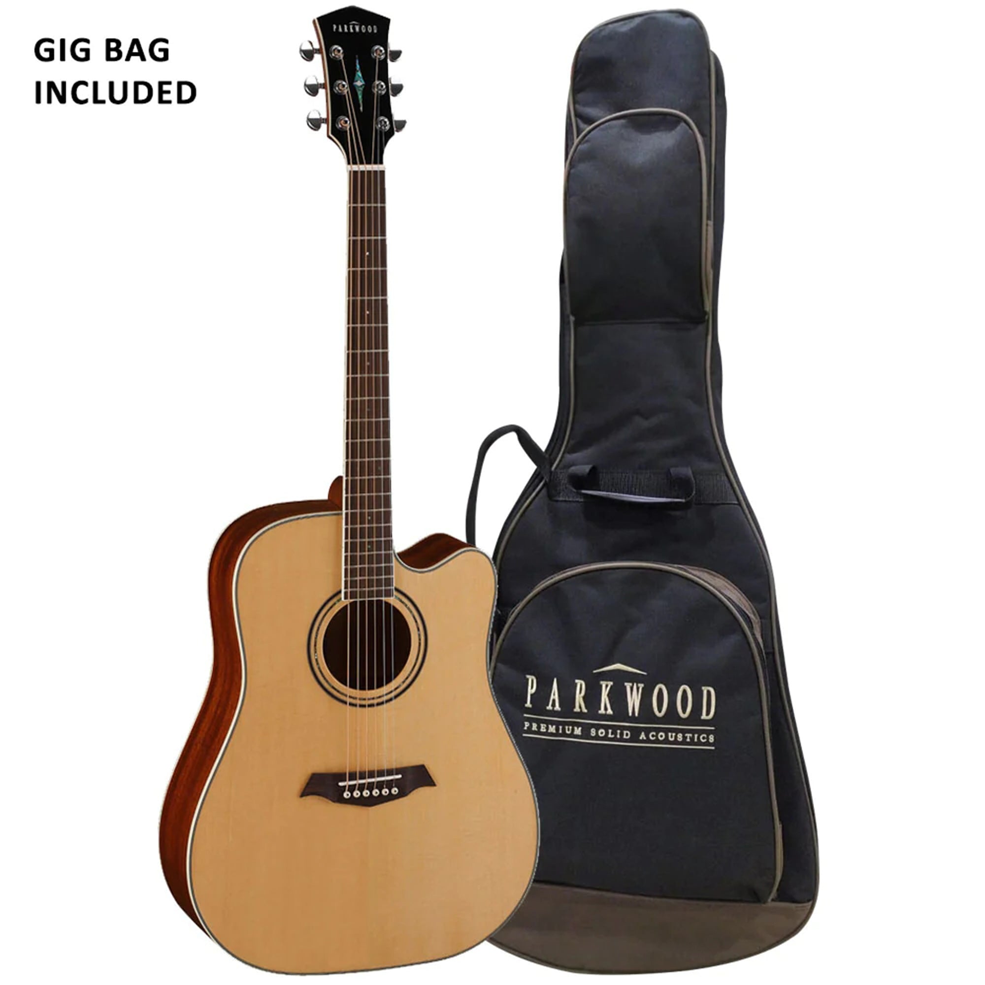 Parkwood S66 Dreadnought Cutaway Semi Acoustic Guitar - Natural