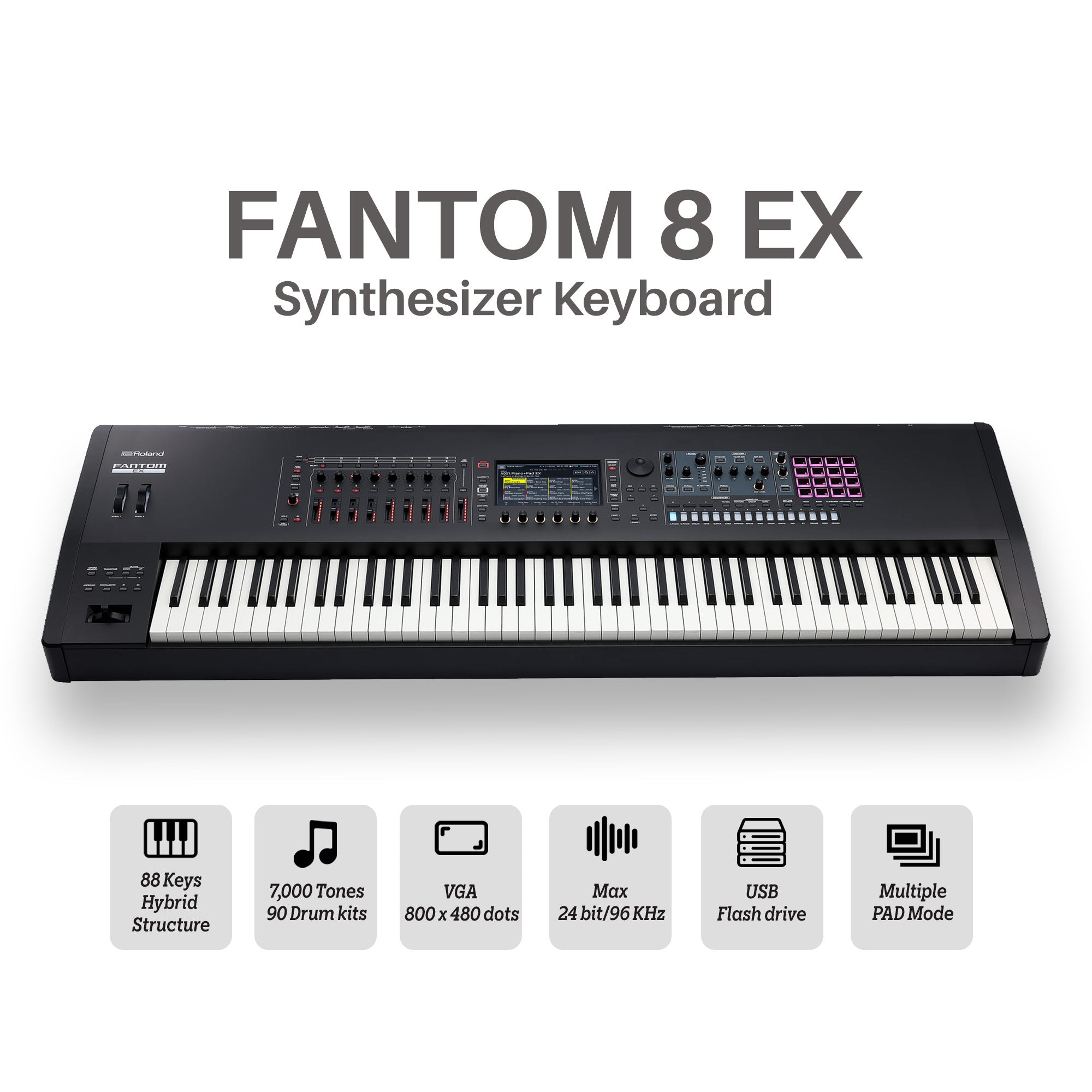 Roland Fantom 8 EX 88-Key Workstation Keyboard Synthesizer w/ Sustain Pedal