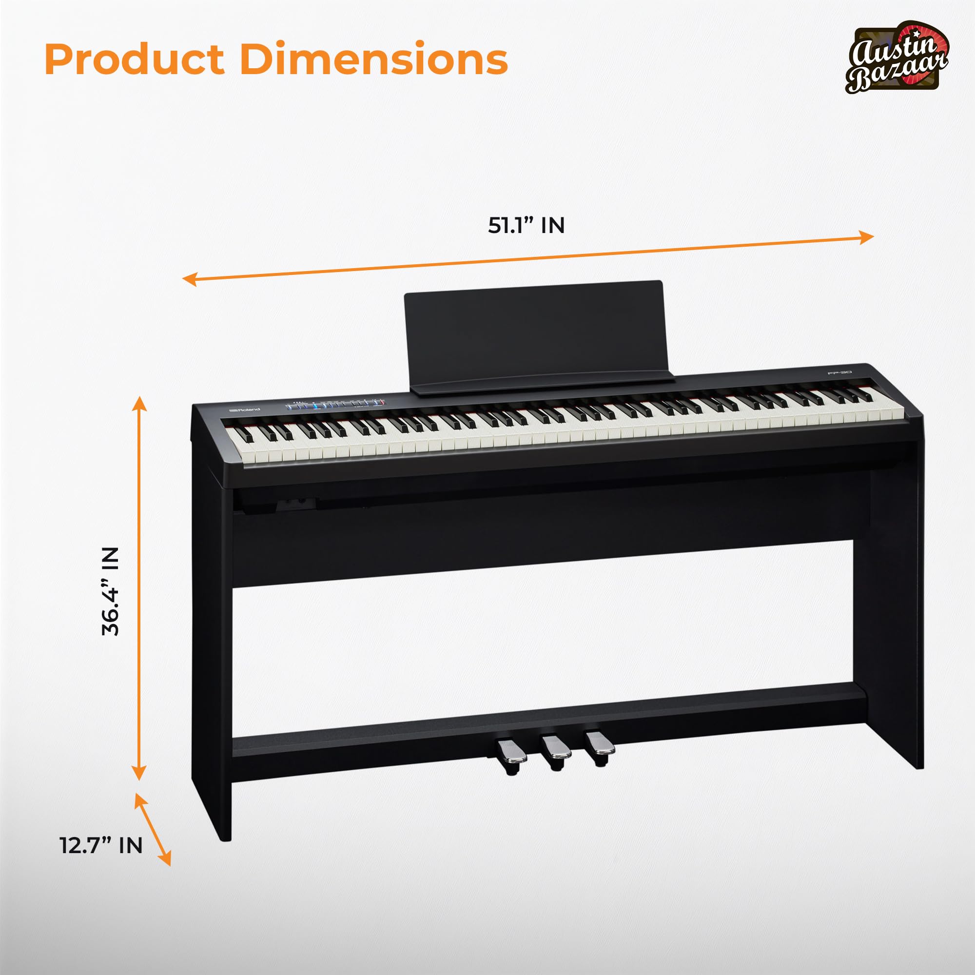 Roland FP-30X 88-Key Digital Piano - Black w/ Roland KSC-70 Stand