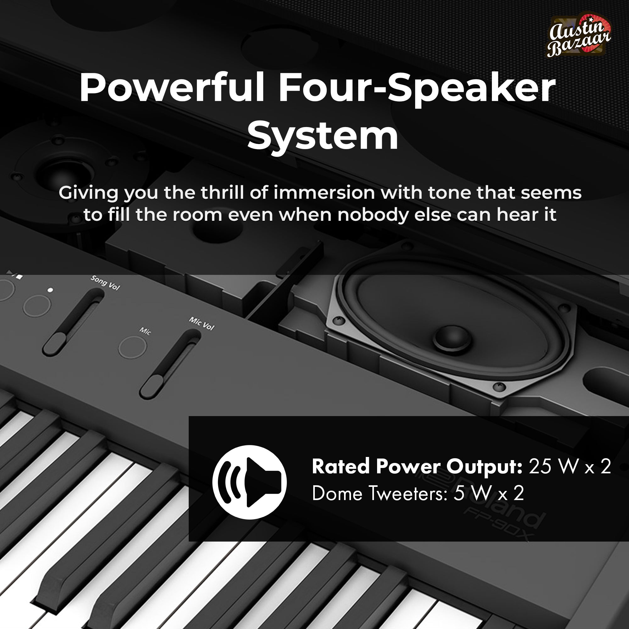 Roland FP-90X 88-Key Digital Piano - Black w/ Adjustable Stand