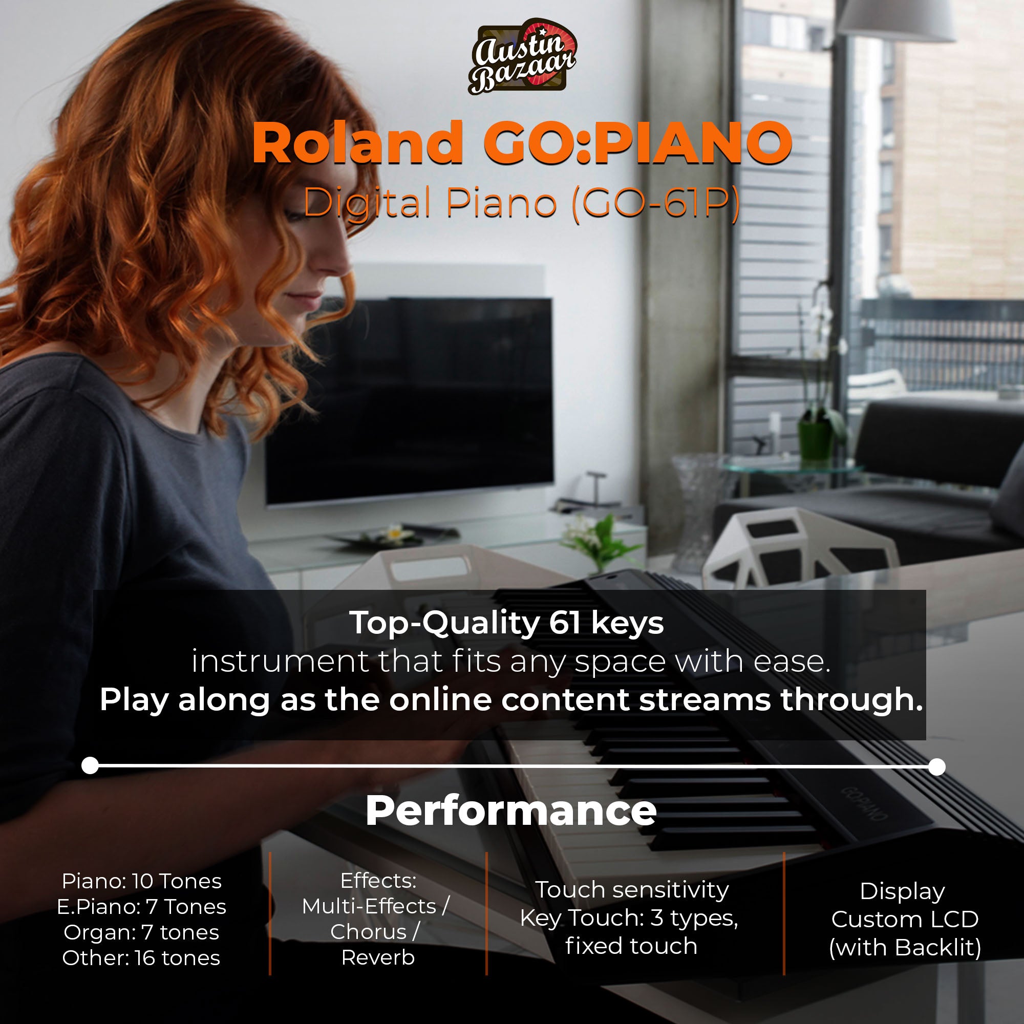 Roland GO:PIANO 61-Key Digital Piano w/ Adjustable Stand