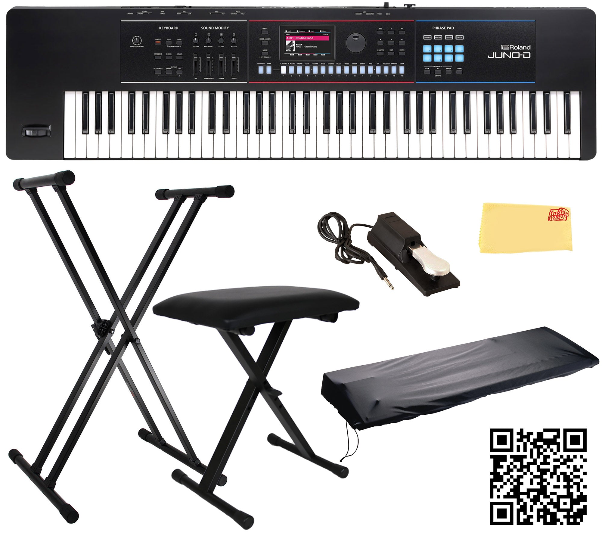 Roland JUNO-D7 Synthesizer w/ Adjustable Stand