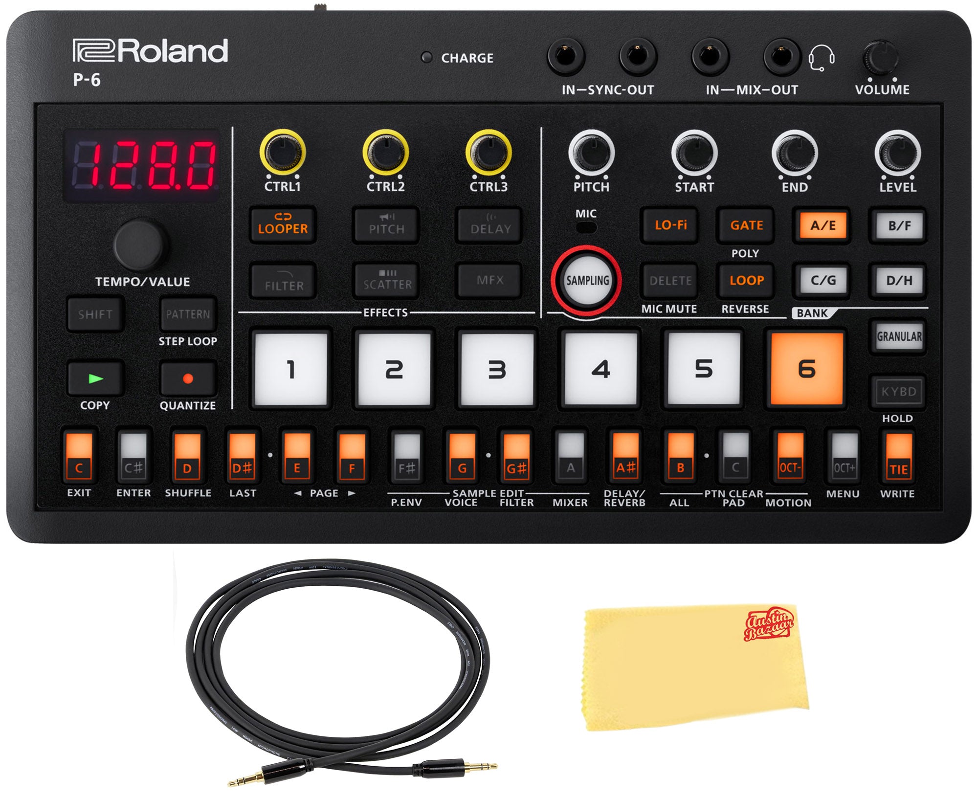 Roland AIRA Compact P-6 Creative Sampler w/ Audio Cable