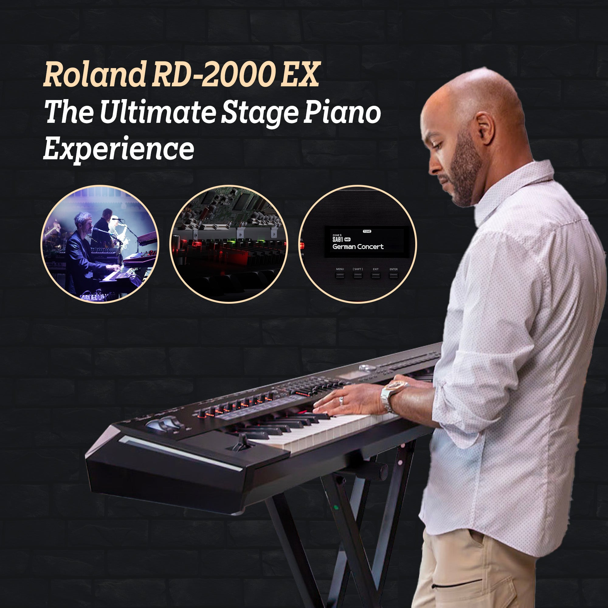 Roland RD-2000 EX 88-Key Stage Piano - Black w/ Adjustable Stand
