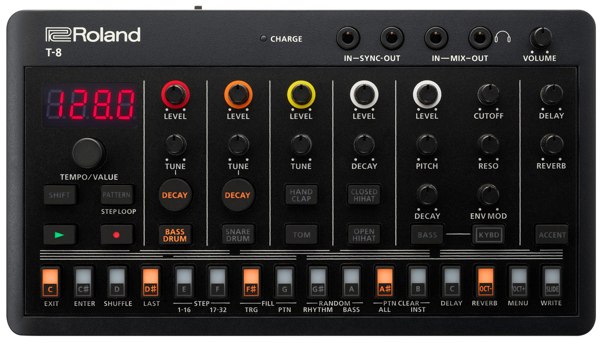 Roland AIRA Compact T-8 Beat Machine Sound Module w/ Audio Cable