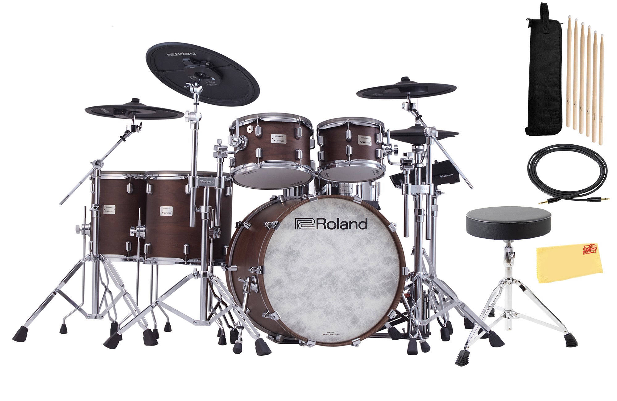 Roland VAD716 V-Drums Acoustic Design Electronic Drum Set - Satin Walnut w/ Drum Throne