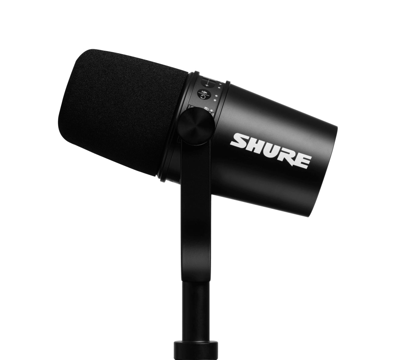 Shure MV7-K Podcast Microphone - Black w/ Desk Boom Arm Stand