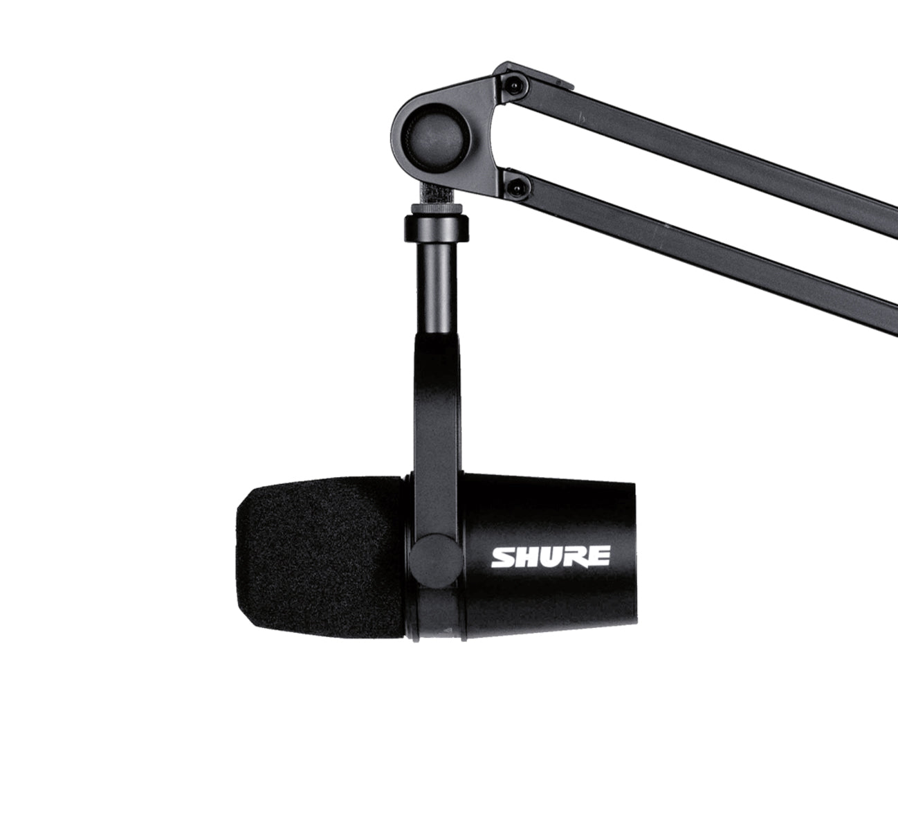 Shure MV7-K Podcast Microphone - Black w/ Desk Boom Arm Stand