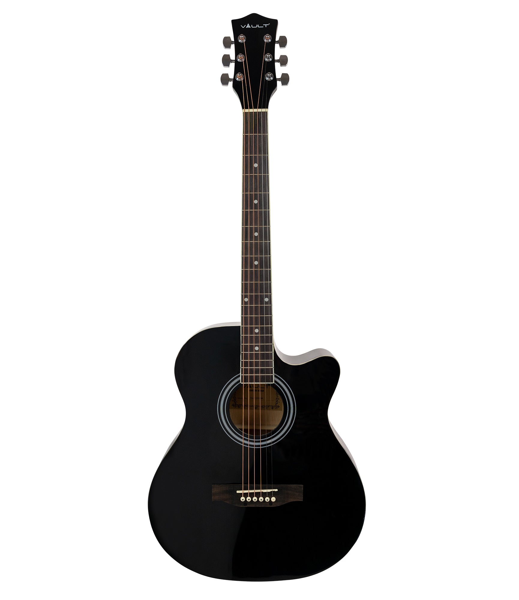 Vault EA-20 Full-Size Cutaway Acoustic Guitar - Black w/ Gig Bag