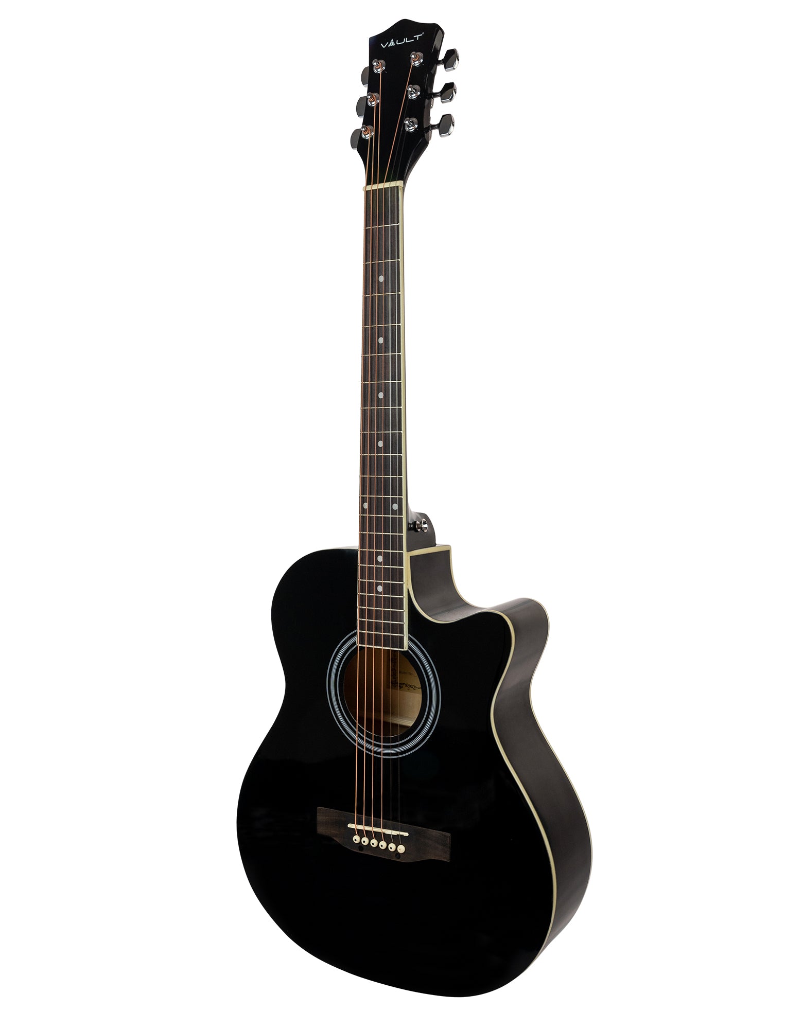 Vault EA-20 Full-Size Cutaway Acoustic Guitar - Black w/ Gig Bag
