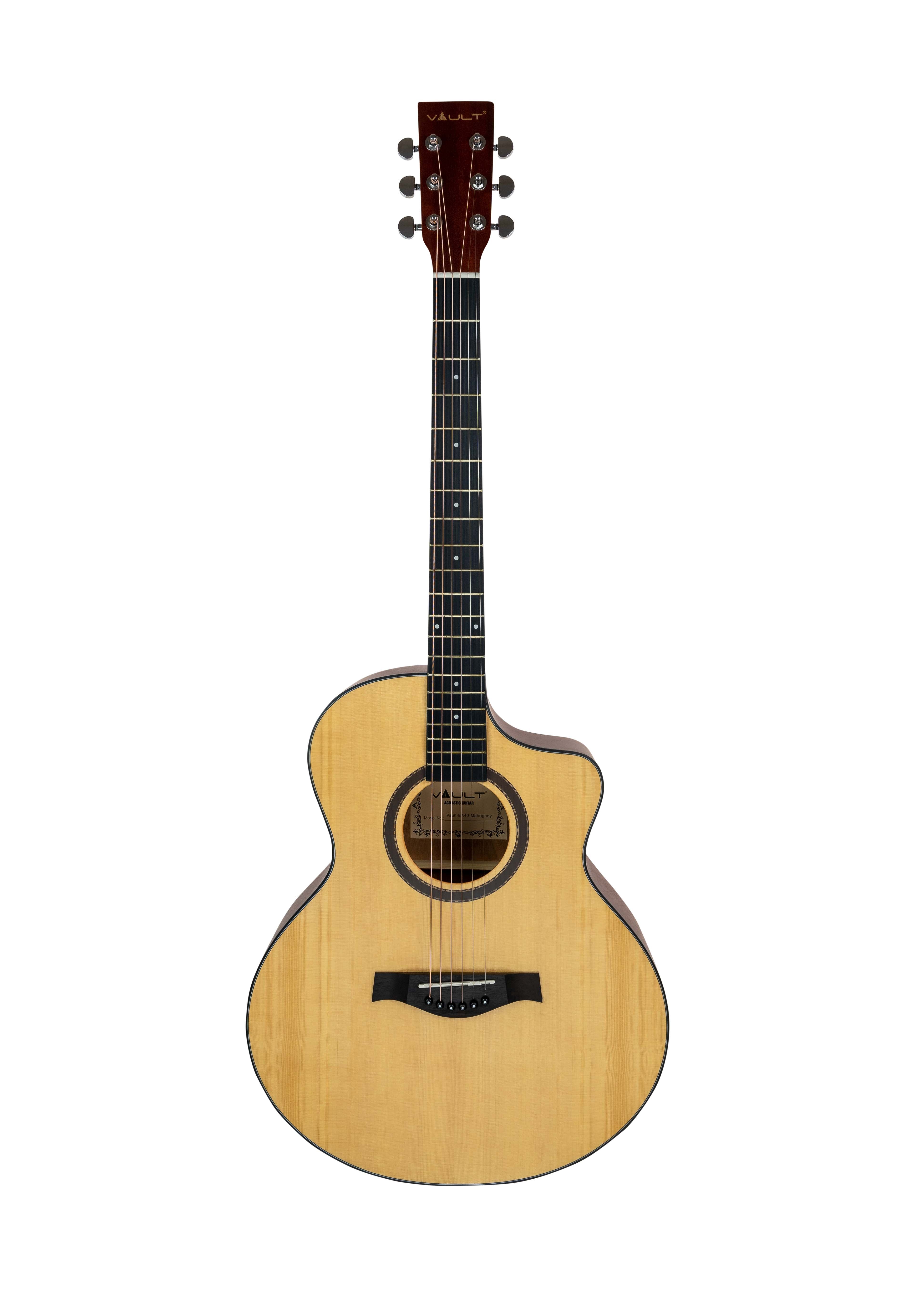 Vault EA-40 Full-Size Solid Spruce Top Cutaway Acoustic Guitar - Mahogany w/ Gig Bag