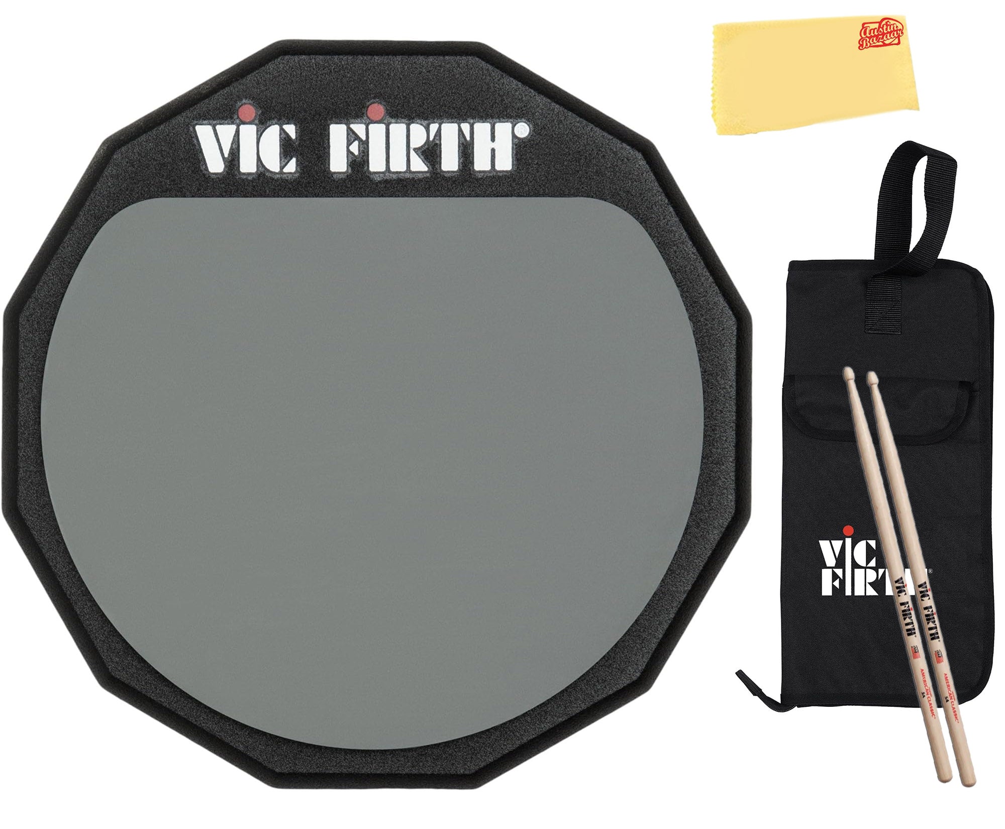 Vic Firth PAD6D 6" Double-Sided Practice Pad w/ Drumstick Bag